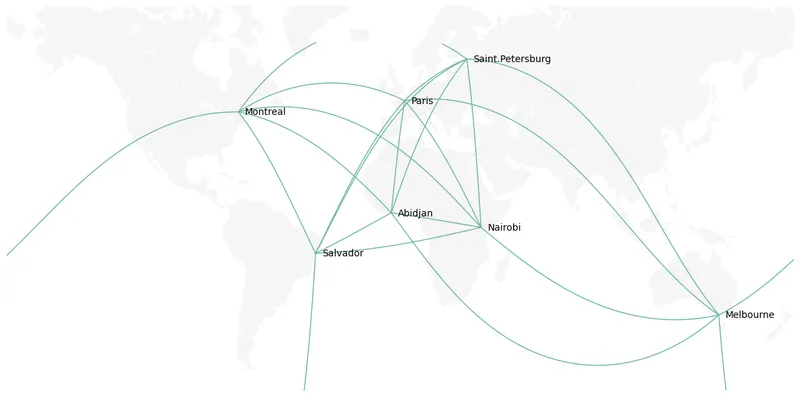 Connection map with Python and Basemap: 🌐 From dataframe