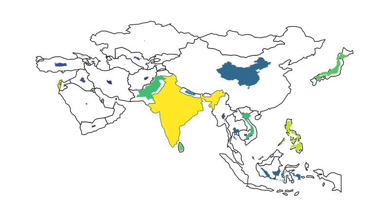 Non contiguous cartogram in Python: Simple map of Asia