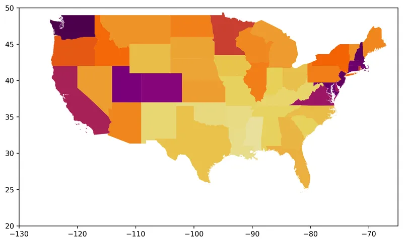 Combine choropleth map and histogram in Python: Basic choropleth map