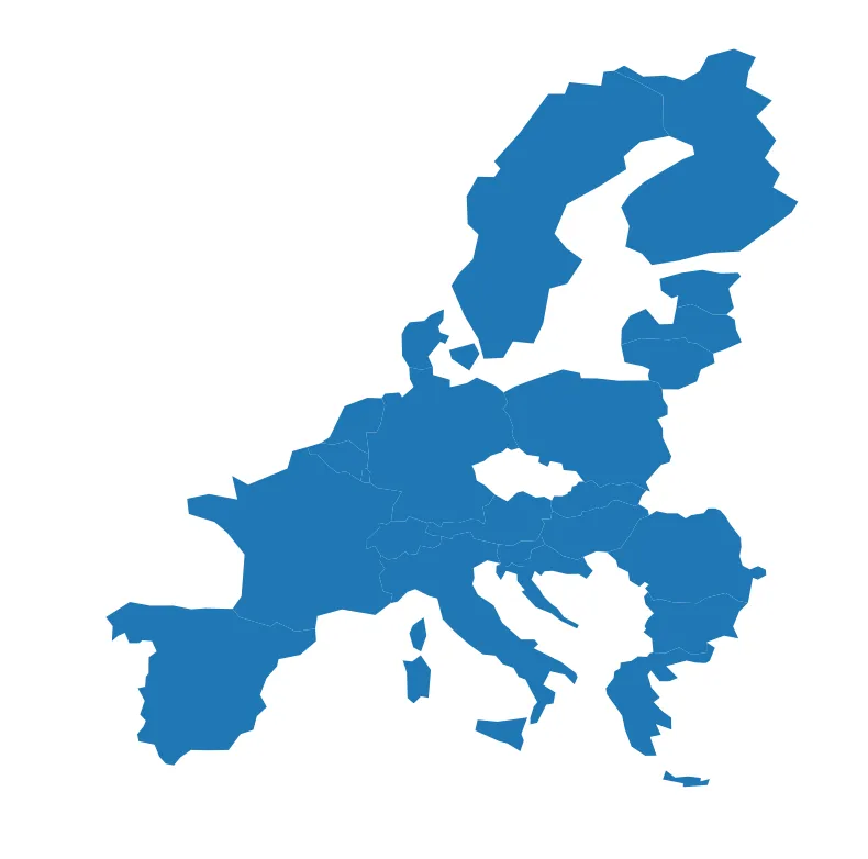 Map with country specific colors and annotations: Custom the axis