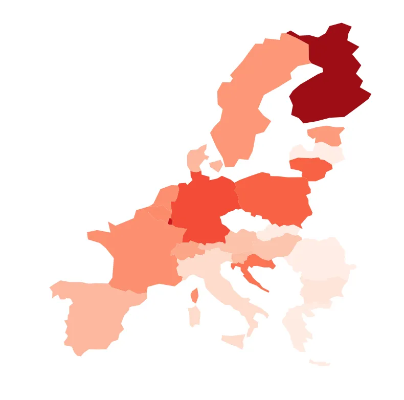 Map with country specific colors and annotations: Color the map