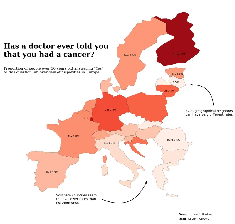 Map with country specific colors and annotations: Add arrows