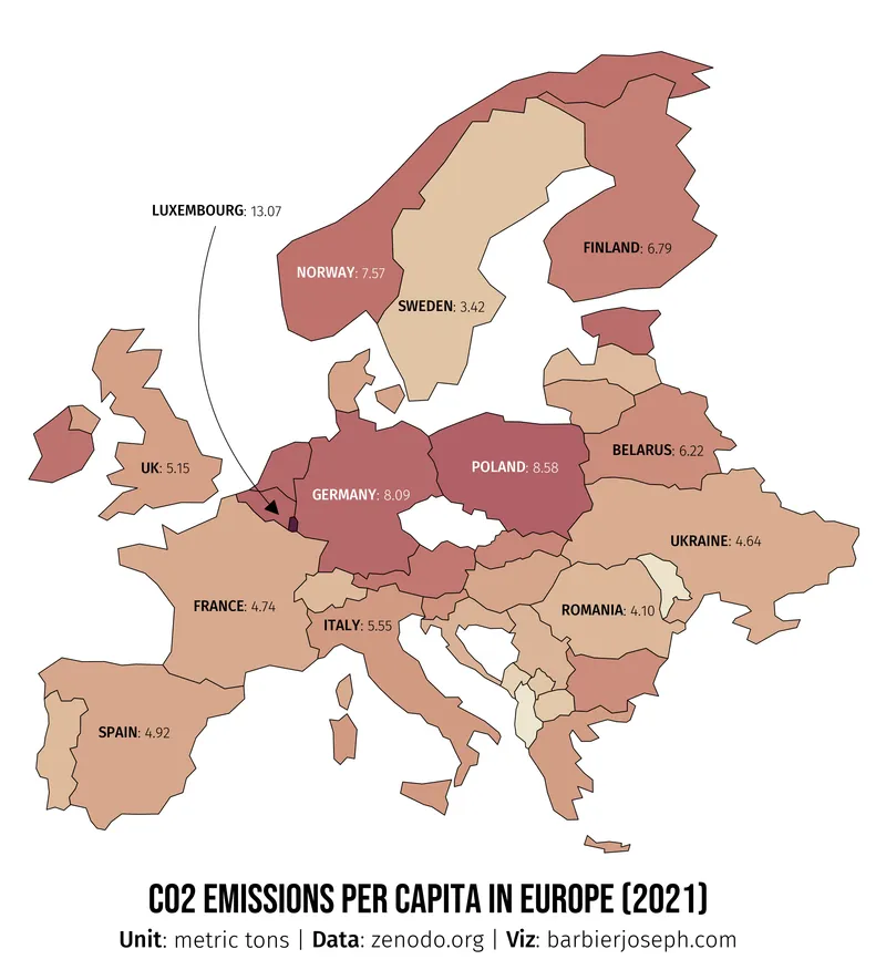 Choropleth map with a customized legend: Add title and Luxembourg