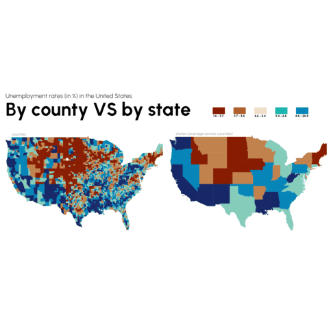 Two choropleth maps with different granularities