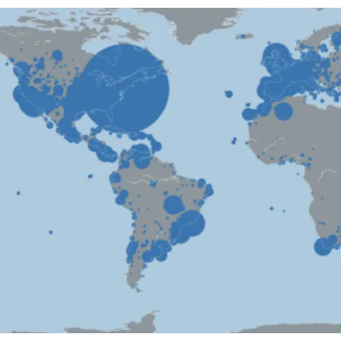 Bubble map with different bubble size