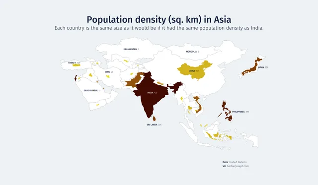 Cartogram of Asia