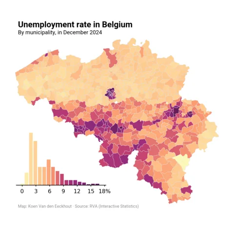 choropleth map combined with barplot